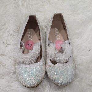 Sugar Kids Sparkly White Dress Shoes. Size 10